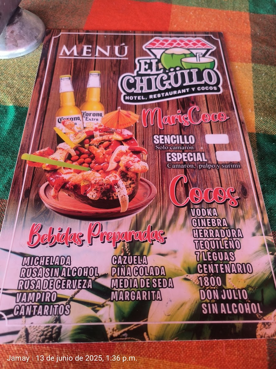 Cocos El Chiguilo Menu - Image 1